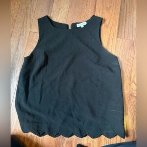 Monteau Black Scalloped Tank Top